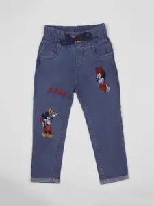 A-Okay Girls Slim Fit High-Rise Mickey and Minnie Embroidered Stretchable Jeans