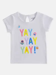 Pantaloons Baby Infant Girls Typography Printed Cotton T-shirt