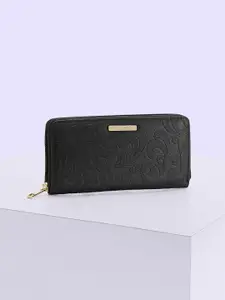 Forever Glam by Pantaloons Floral Textured Pu Zip Around Wallet