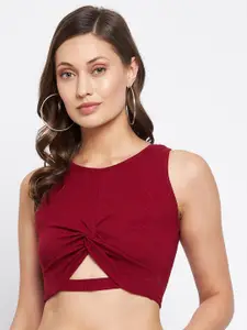 LE BOURGEOIS Sleeveless Twisted Cotton Fitted Crop Top