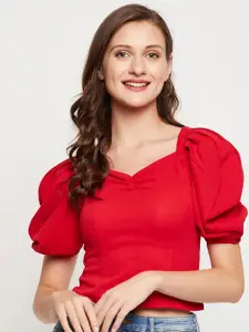 LE BOURGEOIS Red Sweetheart Neck Top