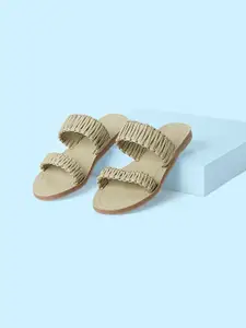 Forever Glam by Pantaloons Woven Design Open Toe Flats