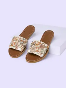 Forever Glam by Pantaloons Embroidered Open Toe Flats