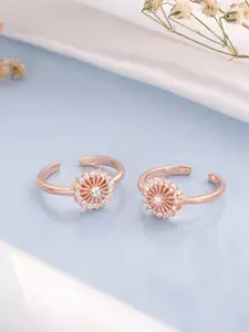 Zavya Set of 2 Rose Gold-Plated 925 Sterling Silver Toe-Rings