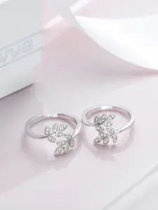 Zavya Set of 2 Rhodium-Plated 925 Sterling Silver Toe-Rings