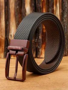 LOUIS STITCH Men Textured Leather Reversible Formal Belt