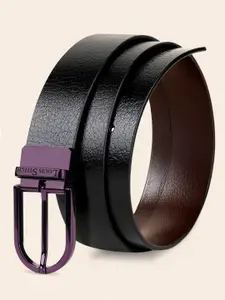 LOUIS STITCH Men Italian Leather Textured Reversible Belt