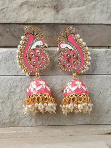 ANIKAS CREATION Gold-Plated Contemporary Jhumkas Earrings