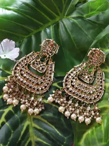 ANIKAS CREATION Gold-Plated Contemporary Drop Earrings