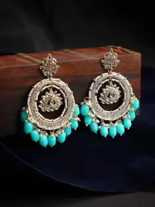 ANIKAS CREATION Gold Plated Contemporary Stone Studded Chandbalis Earrings