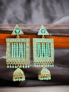 ANIKAS CREATION Gold Plated Square Shape Jhumkas Earrings