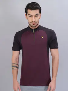Technosport Colourblocked High Neck Antimicrobial T-shirt