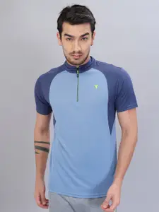 Technosport Colourblocked High Neck Antimicrobial Sports T-shirt