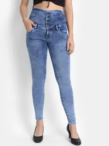 Next One Women Comfort Skinny Fit High-Rise Heavy Fade Stretchable Cotton Jeans