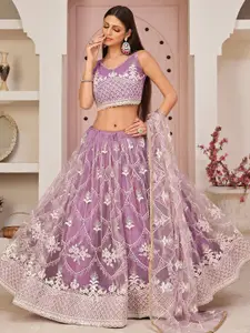 FABPIXEL Embroidered Thread Work Semi-Stitched Lehenga & Unstitched Blouse With Dupatta