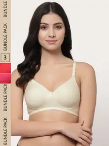 College Girl Pack of 3 Lightly Padded Non-Wired Cotton T-shirt Bra