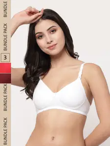 College Girl Pack Of 3 Cotton Lightly Padded Full Coverage All Day Comfort Seamless Bra
