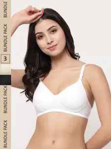 College Girl Pack of 3 Lightly Padded Non-Wired Cotton T-shirt Bra