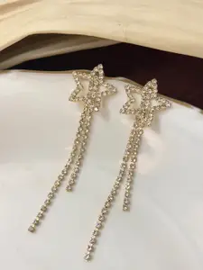 Ayesha Gold-Plated Contemporary Crystal Studded Drop Earrings
