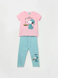 Fame Forever by Lifestyle Girls Snoopy Printed Pure Cotton Night T-shirt & Trousers
