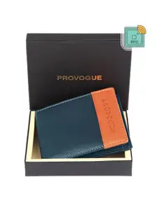 Provogue Men Colourblocked RFID Leather Two Fold Wallet