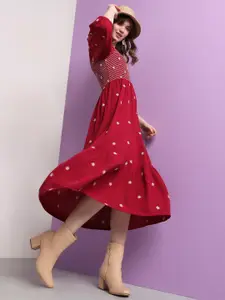 Vero Moda Square Neck Floral Embroidered Fit & Flare Midi Dress