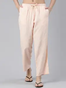 Enamor Women Printed Mid-Rise Straight Lounge Pants