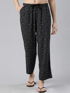 Enamor Women Plus Size Printed Mid Rise Relaxed-Fit Straight Lounge Pants