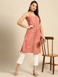 Anouk Women Peach-Coloured Ethnic Motifs Printed Kurta