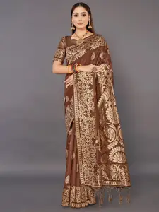 Mitera Ethnic Motifs Woven Design Zari Silk Cotton Banarasi Saree