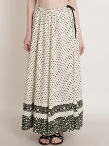 Hive91 Printed Maxi Flared Skirt