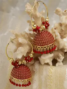 Moedbuille Gold-Plated Dome Shaped Hoop Earrings