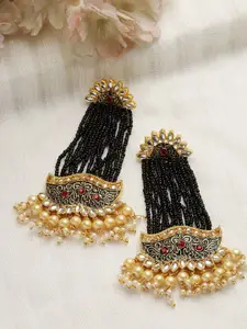 Moedbuille Meenakari Gold Plated Traditional Tasselled Drop Earrings
