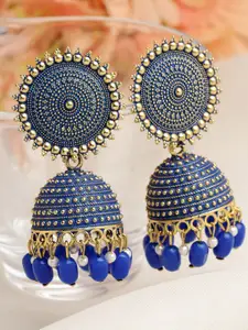 Moedbuille Gold-Plated Beaded Dome Shaped Jhumkas Earrings