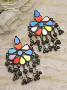 Moedbuille Multicoloured Floral Silver-Plated Drop Earrings