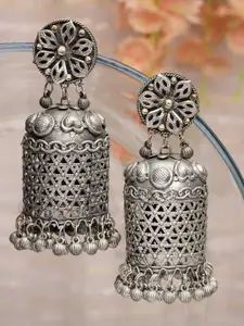 Moedbuille Silver -Plated Dome Shaped Drop Earrings