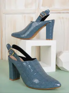 ELLE Textured Block Heel Mules