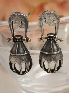 Moedbuille Silver Plated Quirky Oxidised Drop Earrings