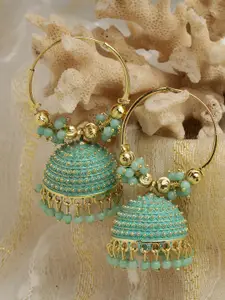 Moedbuille Gold-Plated Beaded Dome Shaped Hoop Earrings