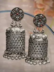 Moedbuille Silver-Plated Dome Shaped Jhumkas Earrings