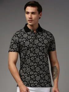 Kryptic Floral Printed Polo Collar Pure Cotton T-shirt