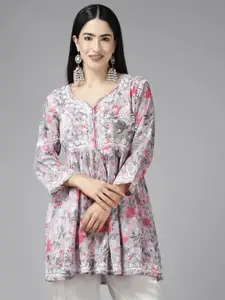 ADA Floral Printed Chikankari Kurti