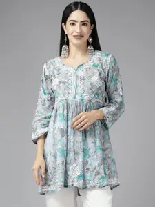 ADA Floral Embroidered Chikankari Kurti