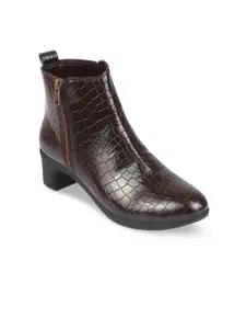 FAUSTO Women Textured Block Heeled Regular Boots