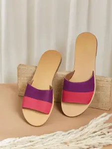 Fabindia Women Colourblocked Leather One Toe Flats