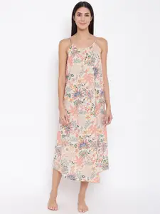 Fabindia Shoulder Straps Floral A-Line Midi Dress