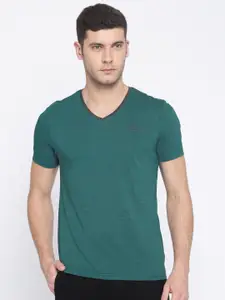 Kappa Men Teal Green Solid T-shirt