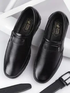 Action Dotcom Men Textured Genuine Leather Comfort-Fit Formal Slip-On Shoes