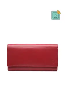 AQUATAN Women RFID Protected Flap Over Two Fold Leather Wallet