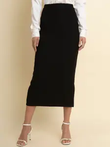 FableStreet Pencil Midi Side Slit Slip-On Formal Skirt